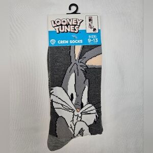 5/$20 Warner Bros. Looney Tunes Bugs Bunny Gray Crew Socks NWT